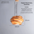 Wabi-Sabi Wooden Petal Pendant Light, E27 Warm LED Hanging Lamp for Dining Room and Bedroom