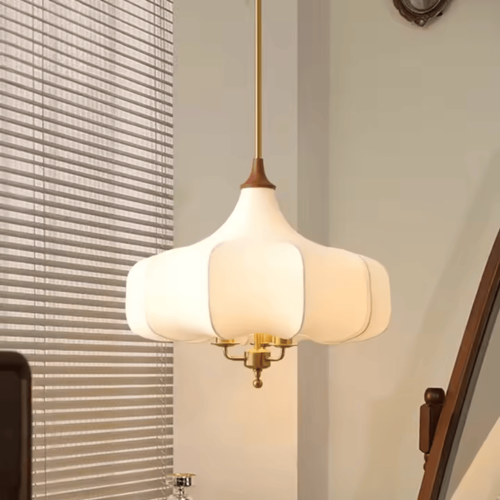 French Vintage Fabric Pendant Light, E27 LED Decorative Hanging Lamp for Living Room and Bedroom (50cm/60cm)