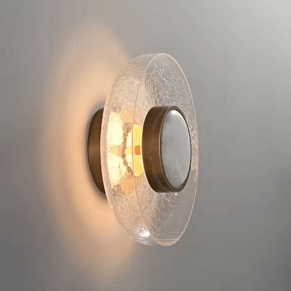 Italian Minimalist Cracked Glass Wall Lamp, LED Modern Sconce Light Fixture for Living Room and Bedroom (22cm/35cm)