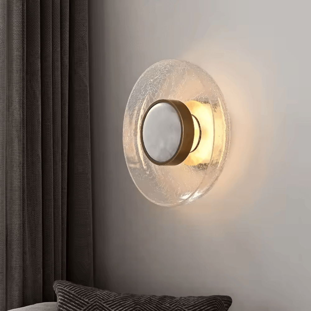 Italian Minimalist Cracked Glass Wall Lamp, LED Modern Sconce Light Fixture for Living Room and Bedroom (22cm/35cm)