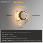 Italian Minimalist Cracked Glass Wall Lamp, LED Modern Sconce Light Fixture for Living Room and Bedroom (22cm/35cm)