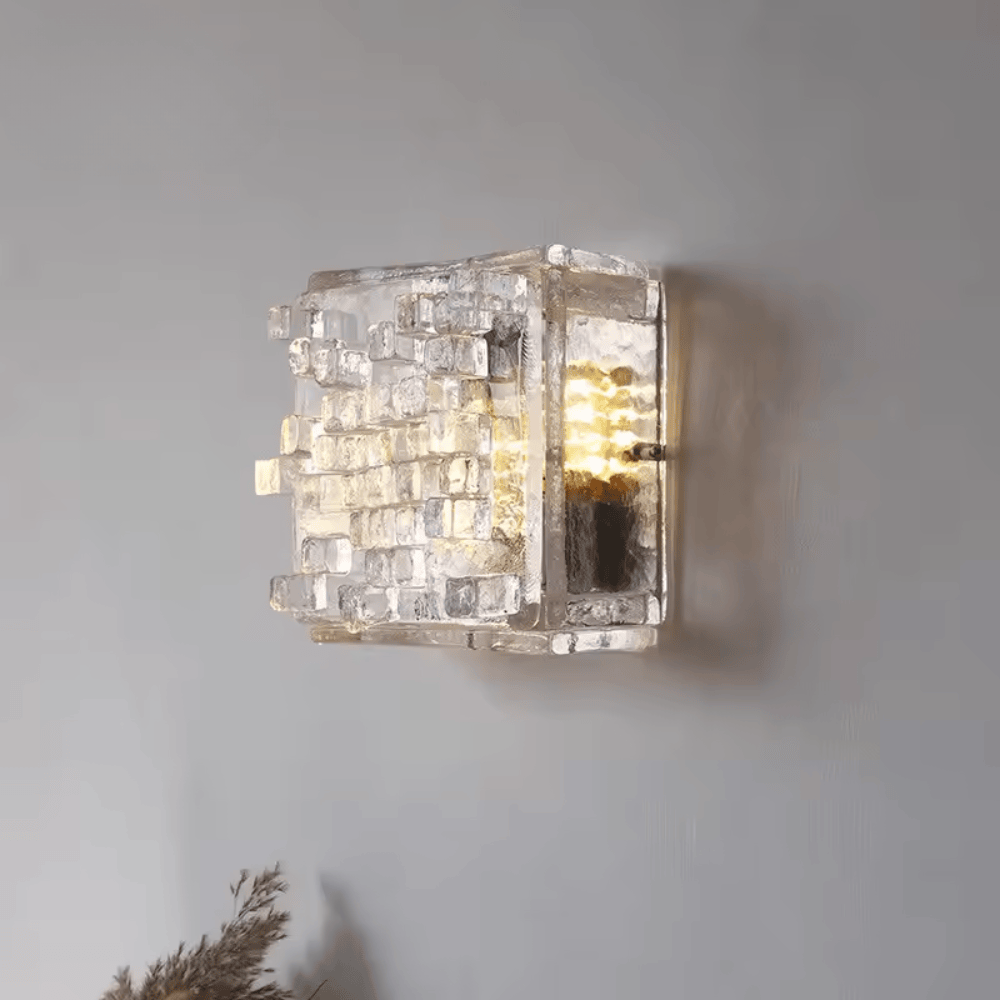 Medieval Glacier Glass Wall Lamp, E27 Retro Art Mosaic Sconce Light Fixture for Living Room and Bedroom