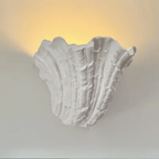French Shell Gypsum Wall Lamp, E27 Wabi-Sabi Art Decorative Sconce Fixture for Bedroom and Living Room