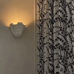 French Shell Gypsum Wall Lamp, E27 Wabi-Sabi Art Decorative Sconce Fixture for Bedroom and Living Room