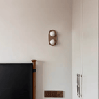 Cream Solid Wood Double-Head Wall Lamp, Minimalist Frosted Glass Globe Sconce for Living Room and Bedroom