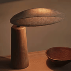 Wabi-Sabi Wooden Desk Lamp, E27 Fabric Art Table Light for Living Room and Bedroom