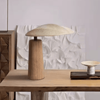 Wabi-Sabi Wooden Desk Lamp, E27 Fabric Art Table Light for Living Room and Bedroom