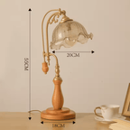 French Classical Vintage Desk Lamp, E27 Wood Base Glass Table Light for Bedroom and Study
