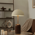 French Medieval Mushroom Desk Lamp, E14 Art Deco Metal & Wood Table Light for Bedroom and Study