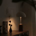 French Medieval Mushroom Desk Lamp, E14 Art Deco Metal & Wood Table Light for Bedroom and Study