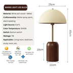 French Medieval Mushroom Desk Lamp, E14 Art Deco Metal & Wood Table Light for Bedroom and Study
