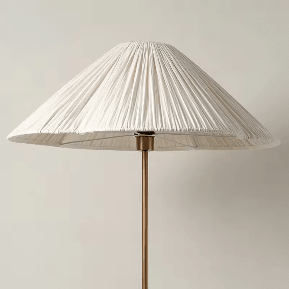 French Medieval Floor Lamp, Classical Pleated Fabric Shade Standing Light for Living Room and Study