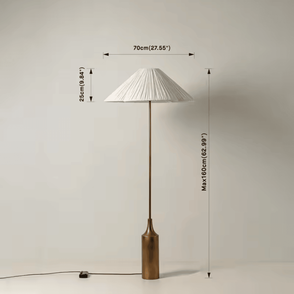 French Medieval Floor Lamp, Classical Pleated Fabric Shade Standing Light for Living Room and Study