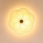 French Retro Plum Blossom Ceiling Lamp, E27 Wood and Fabric Flush Mount Light Fixture for Bedroom and Living Room
