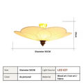 French Retro Plum Blossom Ceiling Lamp, E27 Wood and Fabric Flush Mount Light Fixture for Bedroom and Living Room