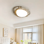 French Pastoral Pebble Ceiling Light, Modern Marble Texture LED Flush Mount Fixture for Living Room and Bedroom (Multiple Sizes)