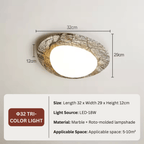 French Pastoral Pebble Ceiling Light, Modern Marble Texture LED Flush Mount Fixture for Living Room and Bedroom (Multiple Sizes)