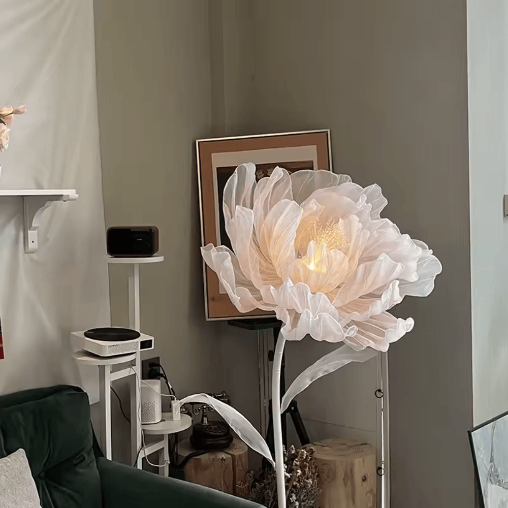 Modern Art Flower Floor Lamp – Hand-Knitted Fabric Standing Light for Living Room & Bedroom
