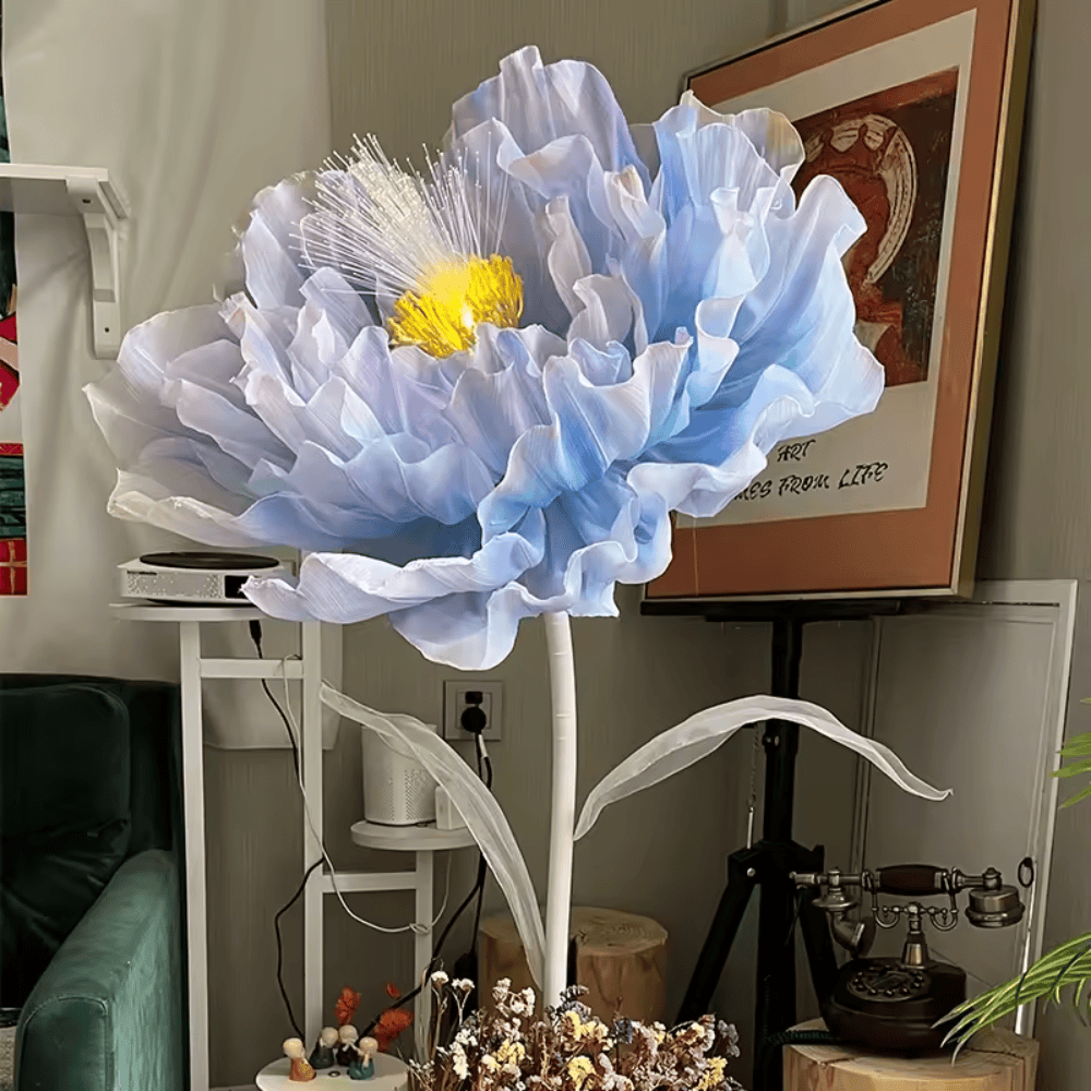 Modern Art Flower Floor Lamp – Hand-Knitted Fabric Standing Light for Living Room & Bedroom