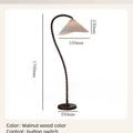 French Retro Solid Wood Beaded Floor Lamp – Vintage Arch & Fishing Standing Light for Living Room & Bedroom