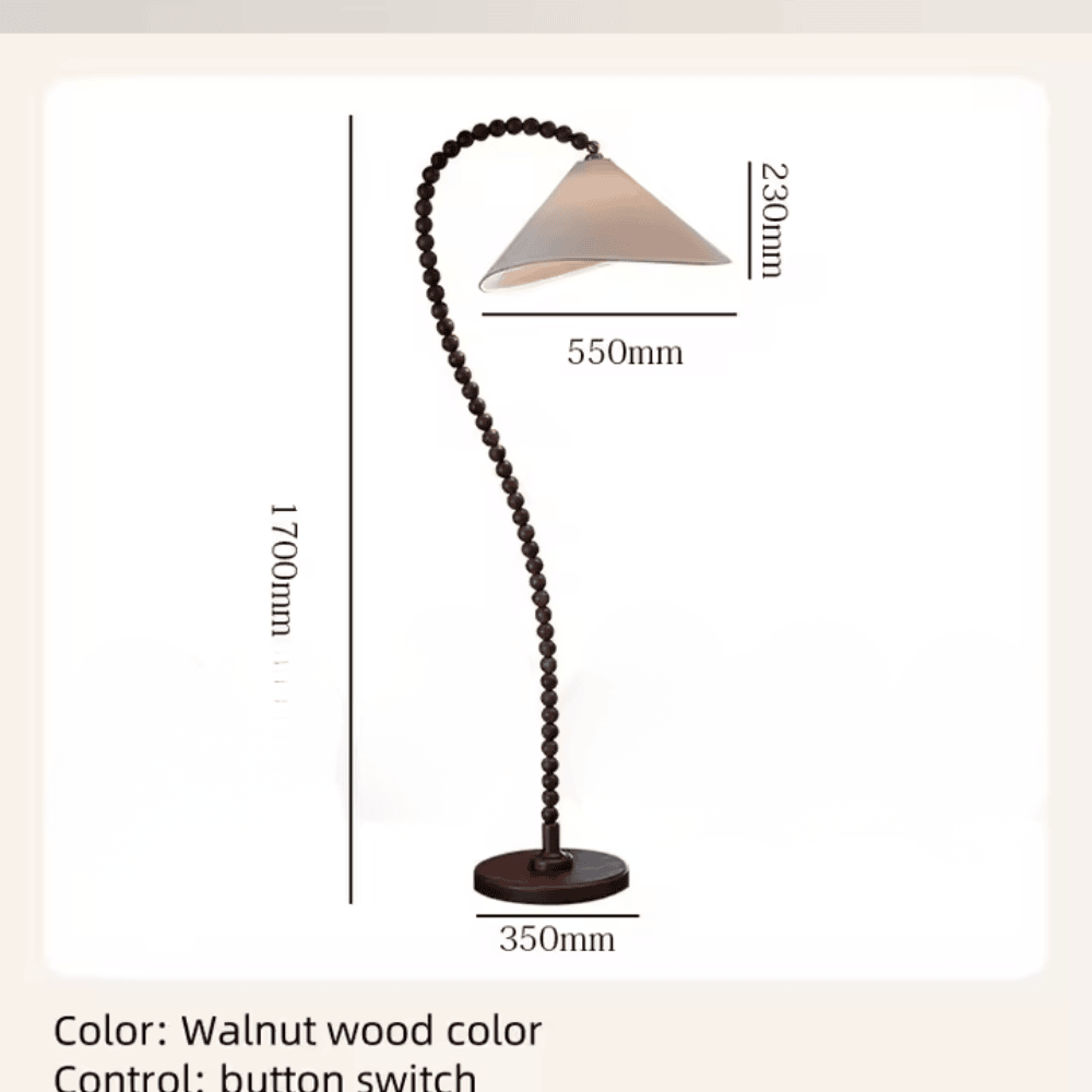 French Retro Solid Wood Beaded Floor Lamp – Vintage Arch & Fishing Standing Light for Living Room & Bedroom