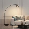Italian Luxury Glass Fishing Floor Lamp – Modern Arch Standing Light with Smoke Gray Shade for Living Room & Bedroom