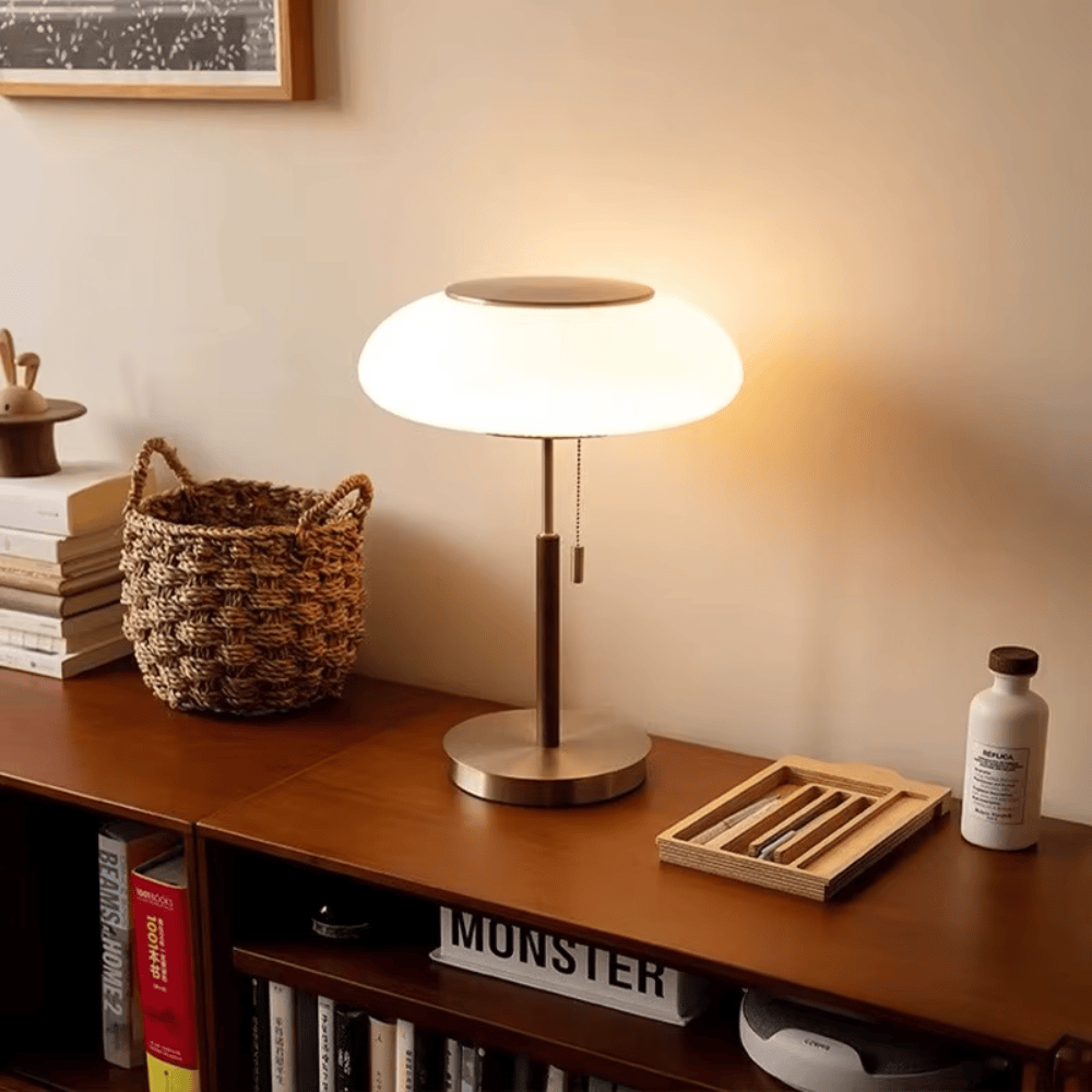 Nordic Vintage Table Lamp – Modern White Glass Desk & Bedside Light