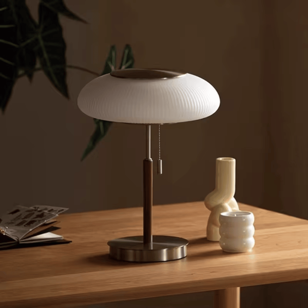 Nordic Vintage Table Lamp – Modern White Glass Desk & Bedside Light