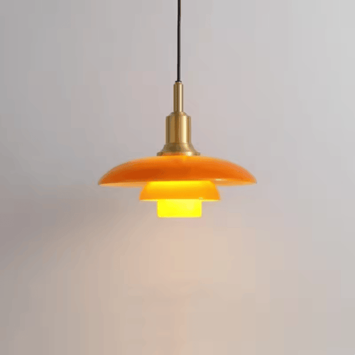 Danish Designer Dish Glass Pendant Light – Three-Layer Art Deco Hanging Fixture for Bedrooms & Hotels