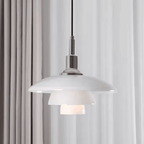 Danish Designer Dish Glass Pendant Light – Three-Layer Art Deco Hanging Fixture for Bedrooms & Hotels