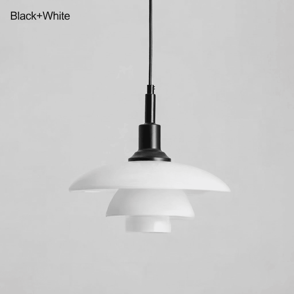 Danish Designer Dish Glass Pendant Light – Three-Layer Art Deco Hanging Fixture for Bedrooms & Hotels
