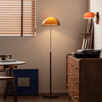 Vintage Dark Brown Acrylic Lampshade Floor Lamp – Modern E27 Standing Light for Bedroom, Living Room & Office
